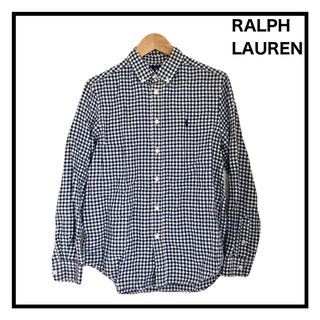 ラルフローレン(Ralph Lauren)のラルフローレン　リネン混チェックシャツ　メンズ　ブルー　コットン　Lサイズ(シャツ)