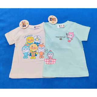 アンパンマン - 新品　100cm　アンパンマン　女の子半袖Ｔシャツ2枚セット　ミント×アイボリー