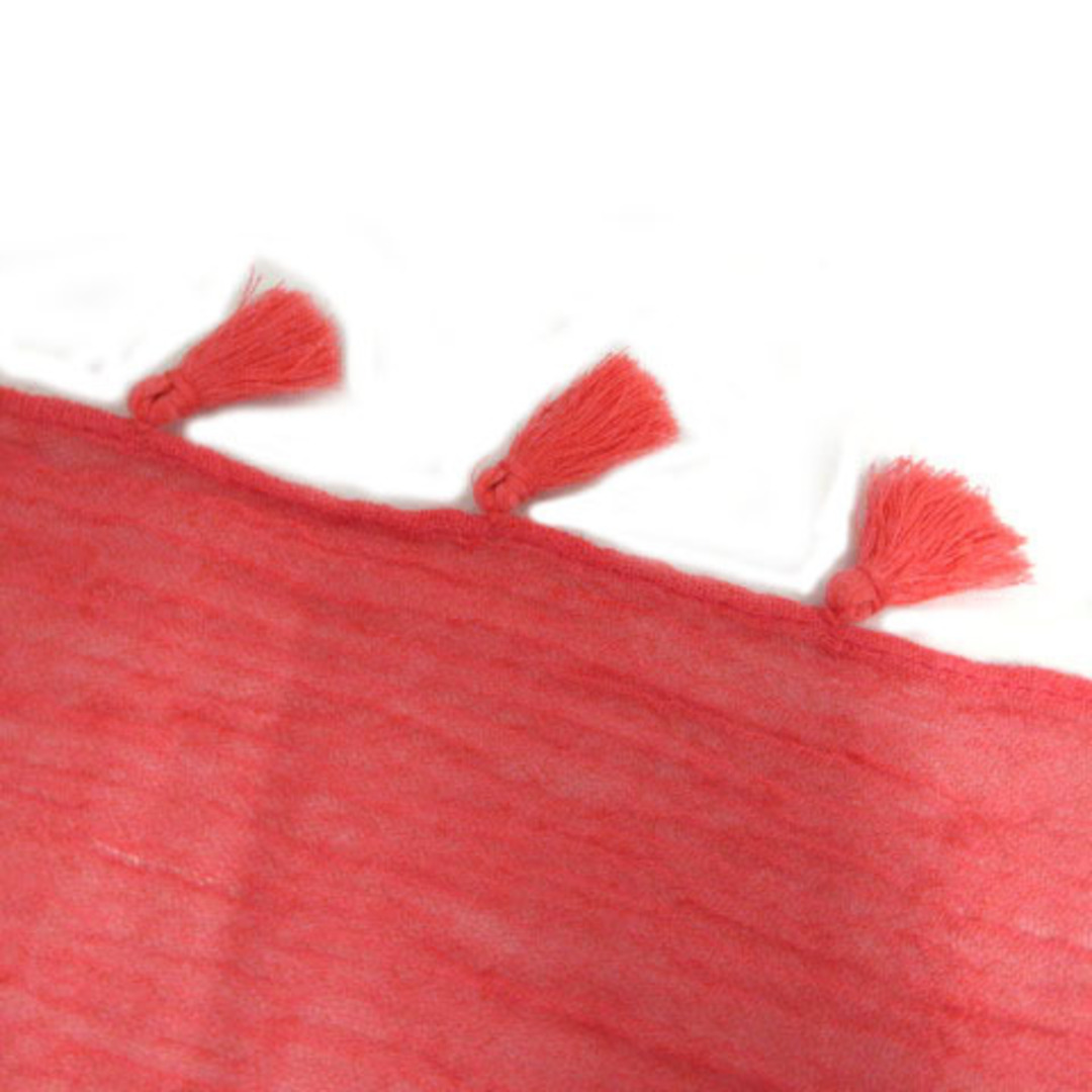ラファイエット Lafayette ストール タッセル レッド系 ピンクレッド レディースのファッション小物(ストール/パシュミナ)の商品写真
