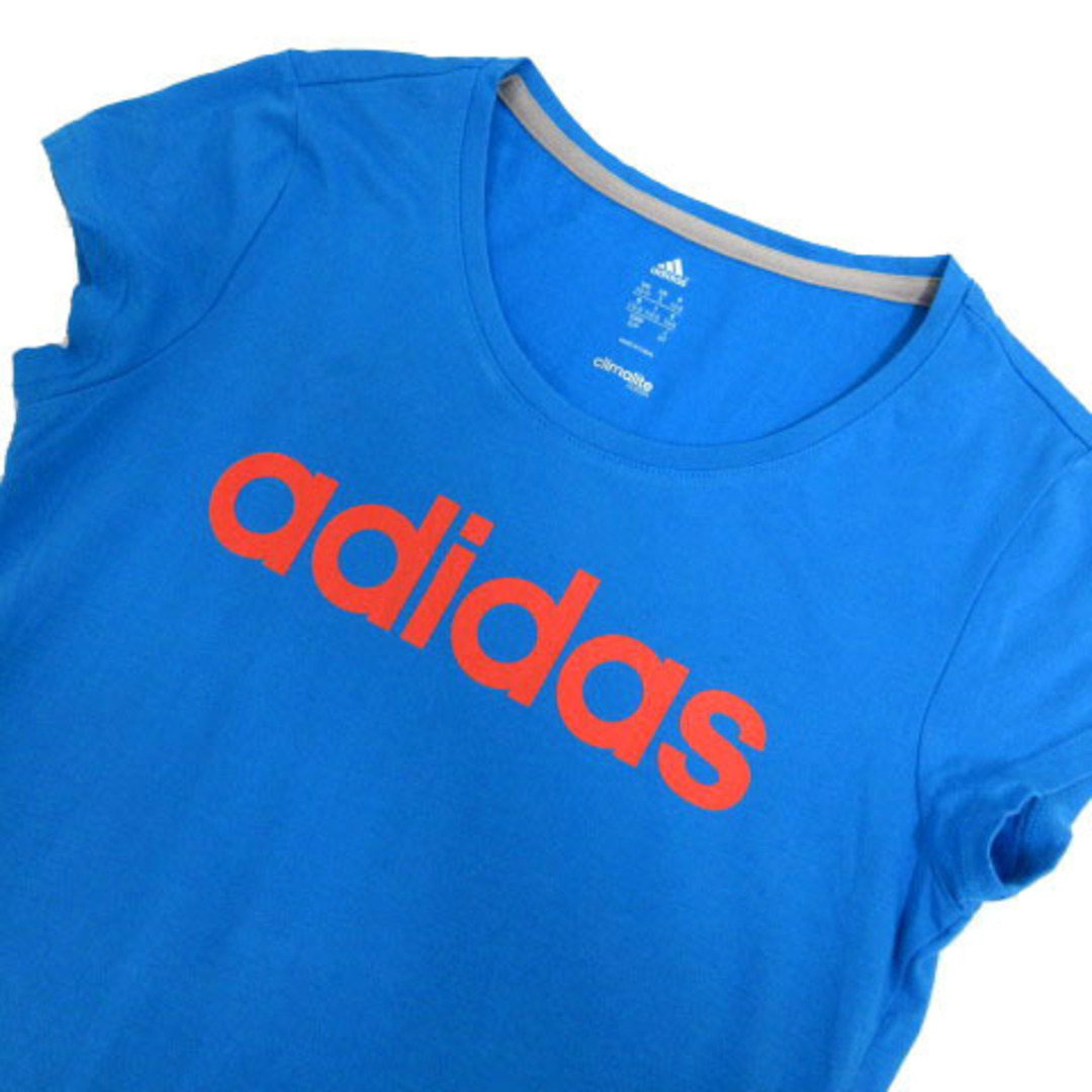 adidas(アディダス)のアディダス Tシャツ climalite ロゴプリント 半袖 コットン混 青 O スポーツ/アウトドアのスポーツ/アウトドア その他(その他)の商品写真