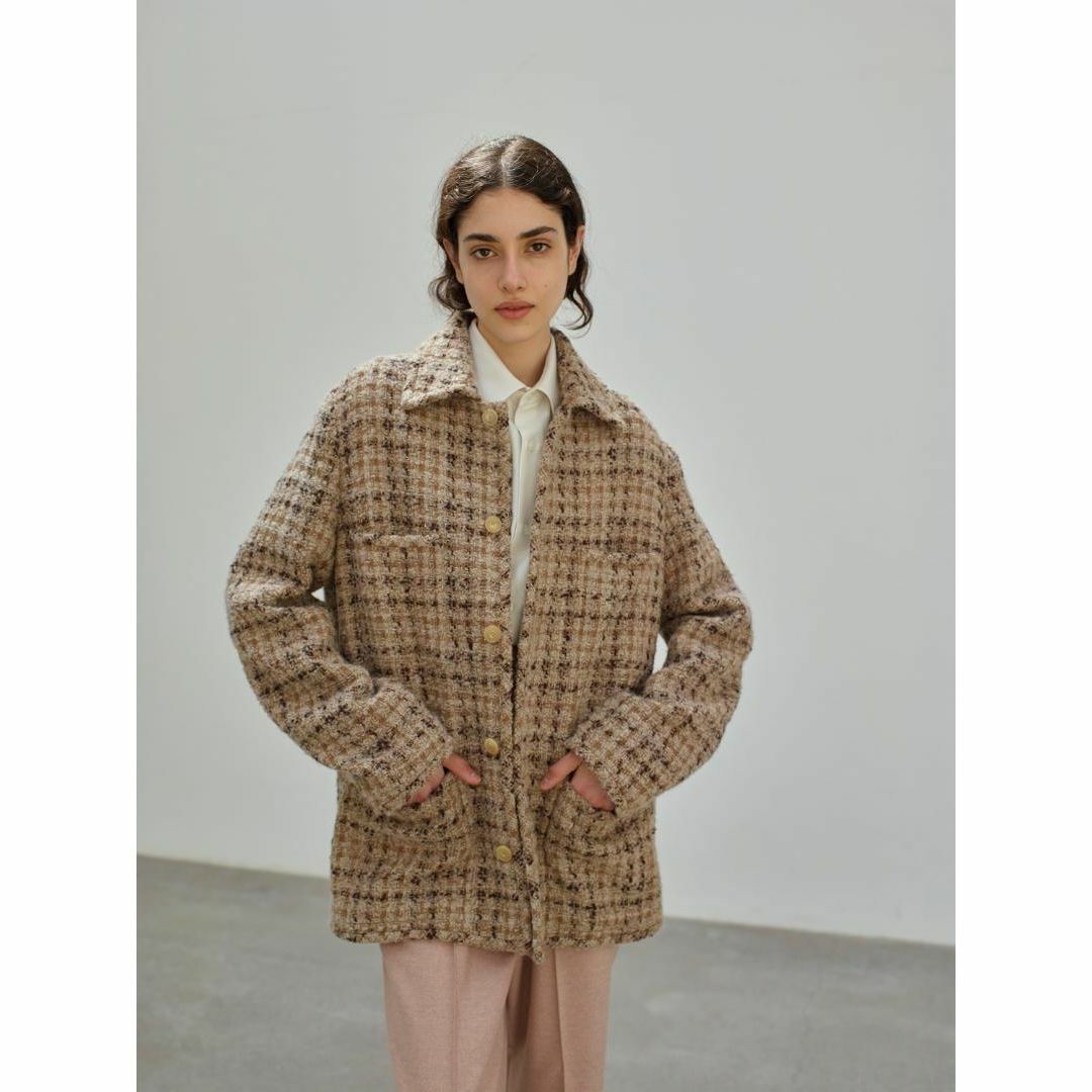 AURALEE(オーラリー)の22AW AURALEE HOMESPUN TWEED BLOUSON 0 美品 レディースのジャケット/アウター(ブルゾン)の商品写真