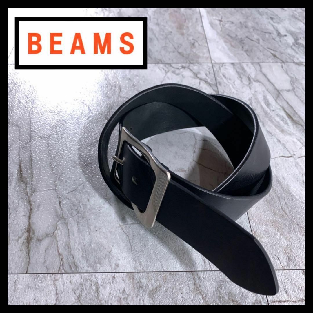 BEAMS(ビームス)のBEAMS イタリアン レザー スクウェアバックル ベルト ブラック L メンズのファッション小物(ベルト)の商品写真