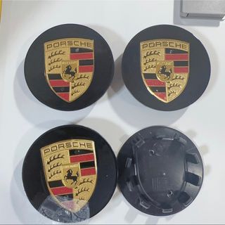 ポルシェ(Porsche)のPorsche ポルシェ ホイールセンターキャップ 76mm 4個セットブラック(車外アクセサリ)