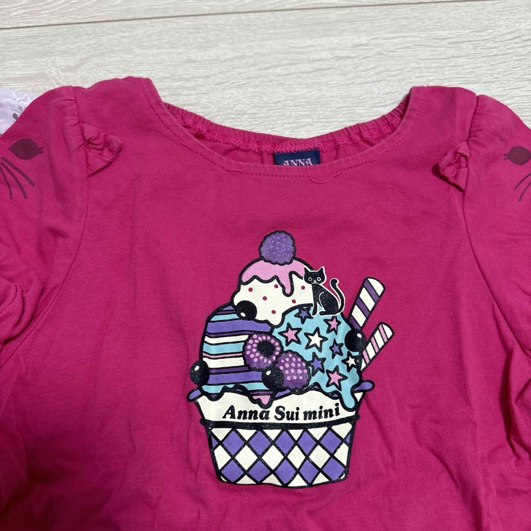 ANNA SUI mini(アナスイミニ)のアナスイミニ　Tシャツ　移動ポケット付きスカート　セット キッズ/ベビー/マタニティのキッズ服女の子用(90cm~)(Tシャツ/カットソー)の商品写真