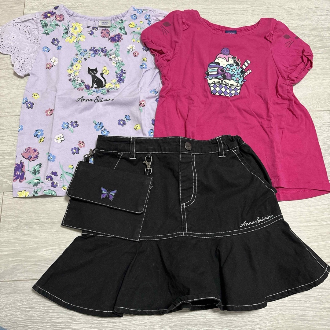 ANNA SUI mini(アナスイミニ)のアナスイミニ　Tシャツ　移動ポケット付きスカート　セット キッズ/ベビー/マタニティのキッズ服女の子用(90cm~)(Tシャツ/カットソー)の商品写真