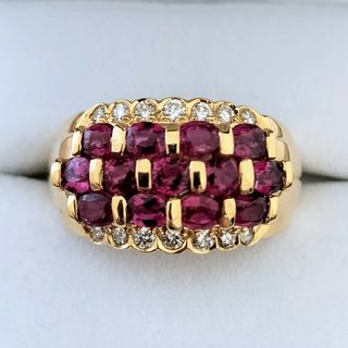 ダイヤモンド×ルビー リング K18YG 2.40ct 0.28ct 9.4g(リング(指輪))