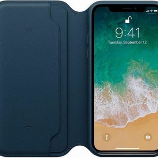 アップル(Apple)のアップル純正品◆iPhone X レザーフォリオケース MQRW2FE/A 青(iPhoneケース)