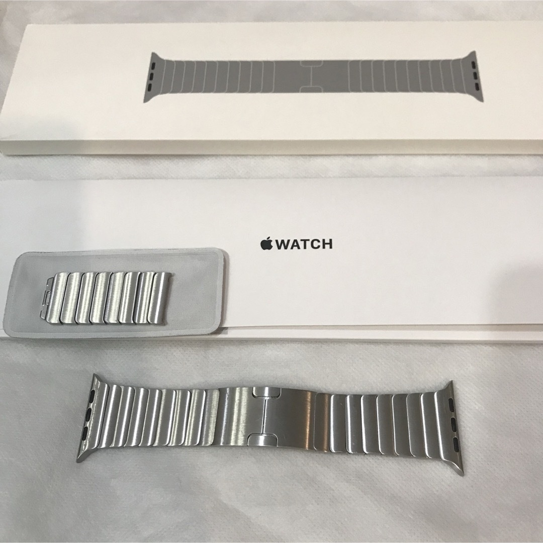 Apple Watch(アップルウォッチ)の【純正】Apple Watch リンクブレスレット シルバー42 44 45mm メンズの時計(金属ベルト)の商品写真