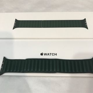 アップルウォッチ(Apple Watch)の【廃盤×美品】Apple Watch 純正 レザーリンク　グリーン(レザーベルト)