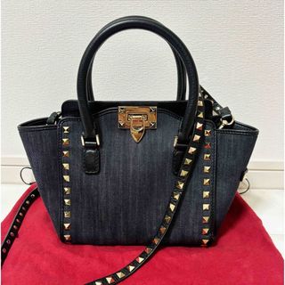 ヴァレンティノ(VALENTINO)のVALENTINE ヴァレンティノ ロック スタッズ バッグ デニム 2way(ハンドバッグ)