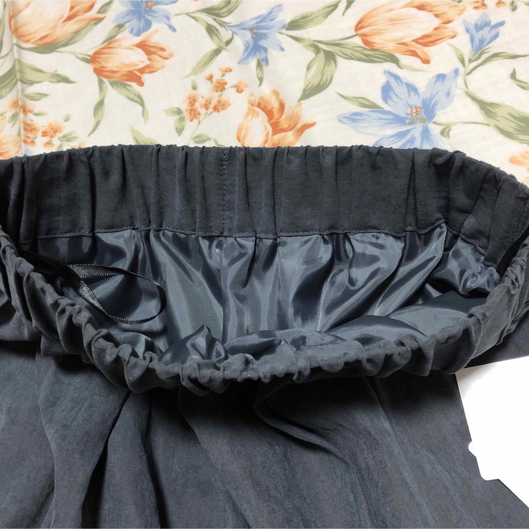 le.coeur blanc(ルクールブラン)のルクールーブラン　グレーフェイクスエードギャザースカート    新品、未使用 レディースのスカート(ロングスカート)の商品写真