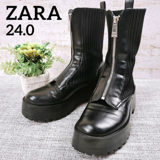 ZARA - ZARAザラ サイドゴアブーツ 花柄装飾 ブラック 36の通販 by RK