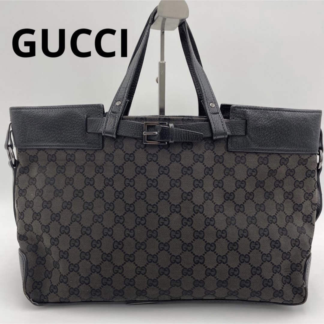 Gucci(グッチ)のGUCCI グッチ GGキャンバス レザー トートバッグ 大容量 GG柄 レディースのバッグ(トートバッグ)の商品写真