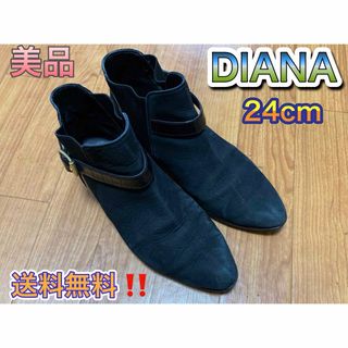 ダイアナ(DIANA)のDIANA パンプス インヒール ラウンドトゥ 黒 24㎝ 送料無料(ハイヒール/パンプス)