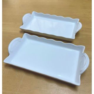 ポーセラーツ白磁　チャイナペイント　フリルミニトレー×2枚おまとめ売り　送料込み(各種パーツ)