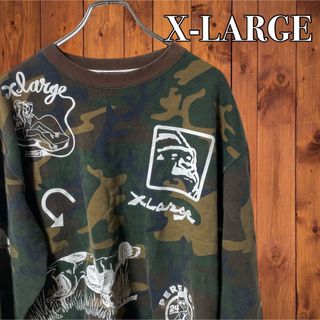 XLARGE - X LARGE スウェット M 迷彩カモフラ 総柄 OGゴリラ ゆるダボ  