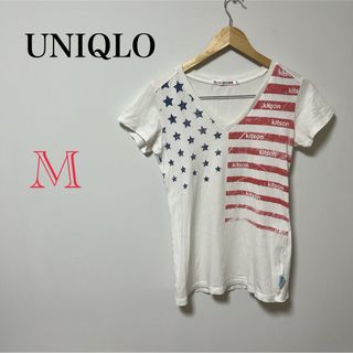 ユニクロ(UNIQLO)の【UNIQLO】レディース古着 シャツ アメリカ USA ロゴ Tシャツ(シャツ/ブラウス(半袖/袖なし))