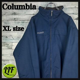 Columbia - コロンビア 刺繍ロゴ 内フリース ウォームアップジャケット ネイビー XL