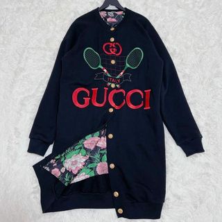 Gucci - 美品✨現行　グッチ　ロングカーディガン　GG フローラ　リバーシブル　黒　XS