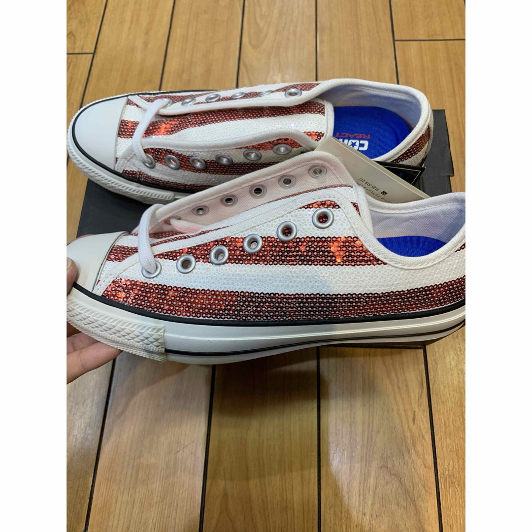 ALL STAR（CONVERSE）(オールスター)の✨新品✨コンバース　オールスター　100 スパンコール　USF ストライプ レディースの靴/シューズ(スニーカー)の商品写真