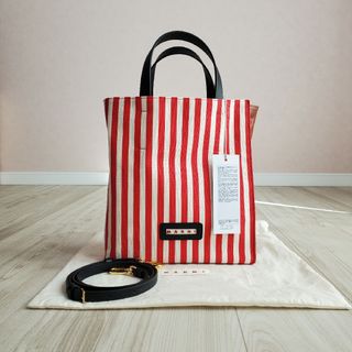 マルニ(Marni)のマルニ museo soft sm トートバッグ 2way ストライプ レザー(トートバッグ)