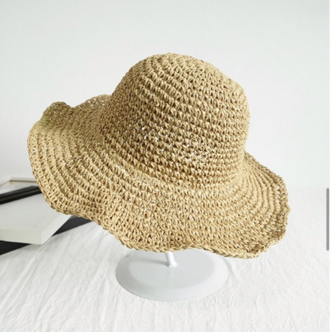 麦わら帽子　ストローハット　つば広　UVカット　調節可能　夏準備　春休み　海外 レディースの帽子(麦わら帽子/ストローハット)の商品写真