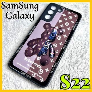 Galaxy S22 5G SC 51Cケース TPU強化ガラス　茶色　可愛い(Androidケース)