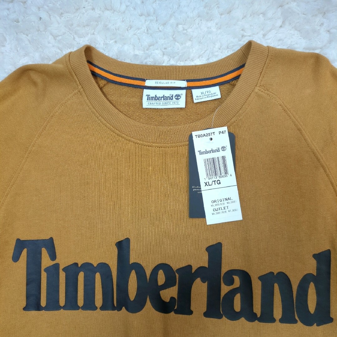 Timberland(ティンバーランド)の新品 ティンバーランド ロゴクルーネック スウェットシャツ マスタード XL メンズのトップス(スウェット)の商品写真