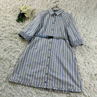 BURBERRY BLUE LABEL - 美品 入手困難 BURBERRY ワンピース ベルト M ストライプ  Aライン