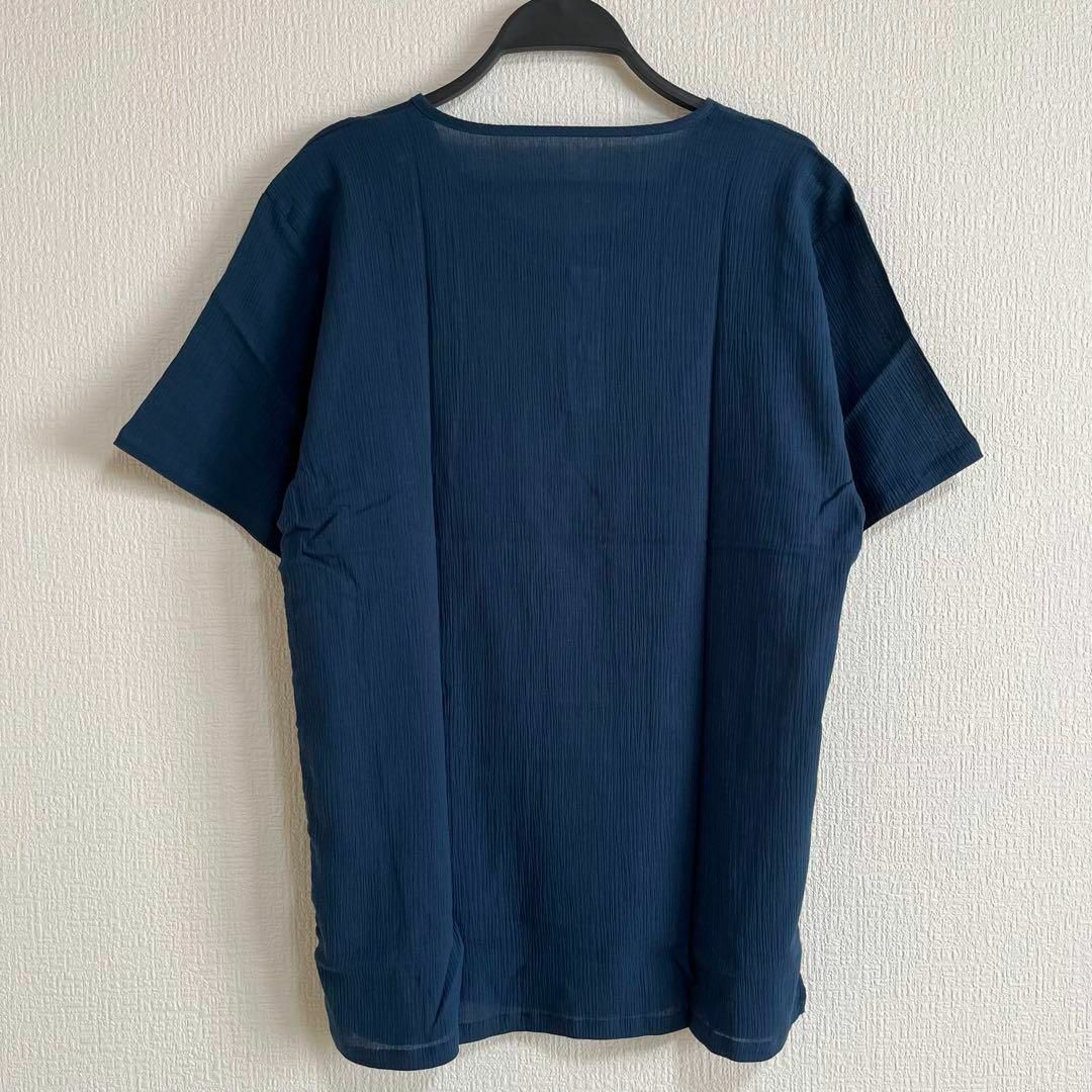 cecile(セシール)の新品　未使用　ディノス　セシール　半袖　ブルー　青　Tシャツ　無地　トップス レディースのトップス(Tシャツ(半袖/袖なし))の商品写真