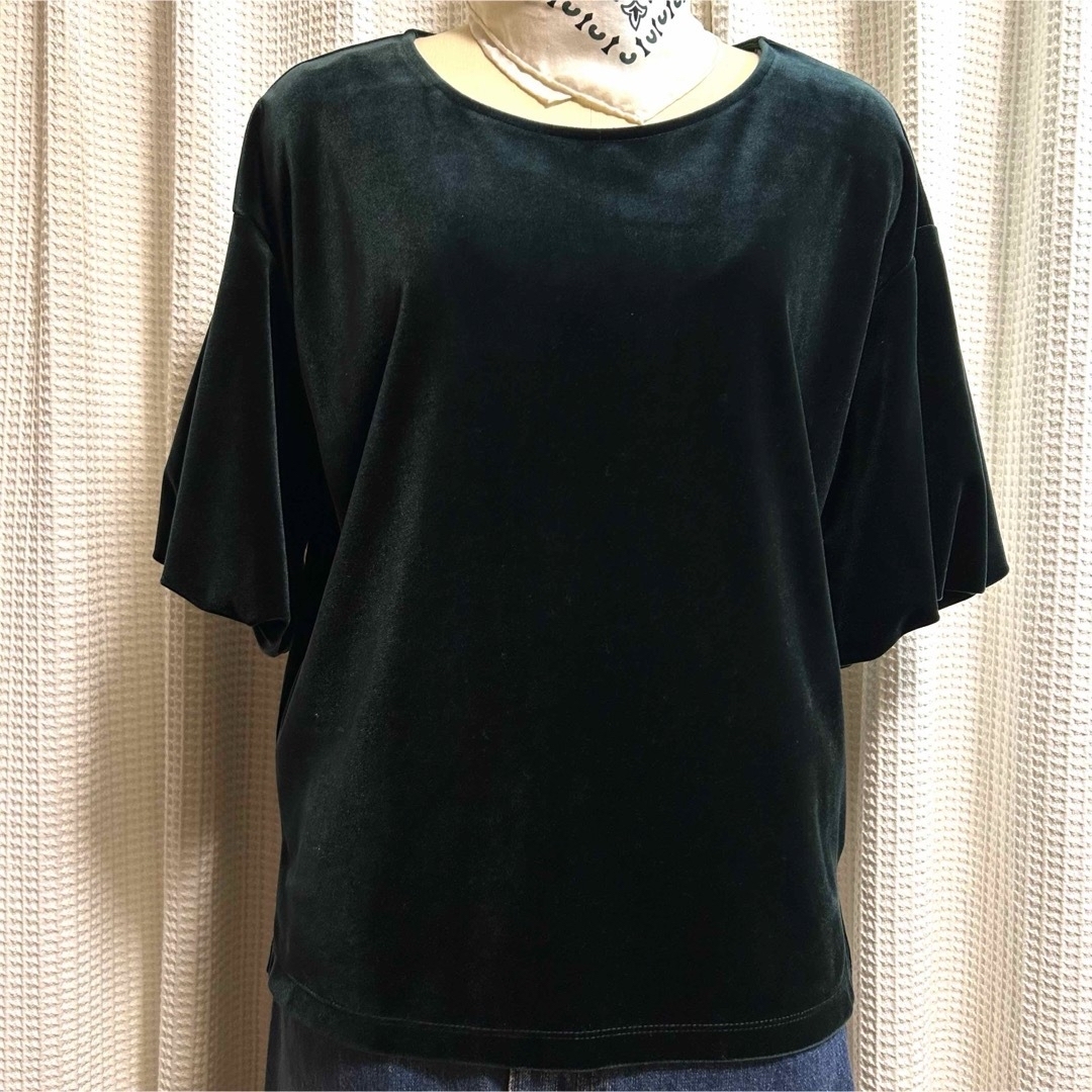 SCOT CLUB(スコットクラブ)の美品!!★Bouchon ブション★ベロアトップス★dark green レディースのトップス(Tシャツ(半袖/袖なし))の商品写真