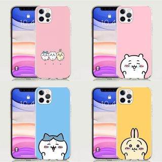 ちぃかわ iPhoneケース かわいい ハチワレ うさぎ カラフル(iPhoneケース)