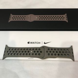 【廃盤×美品】 純正Apple Watch Nike オリーブグレイ/ブラック (ラバーベルト)