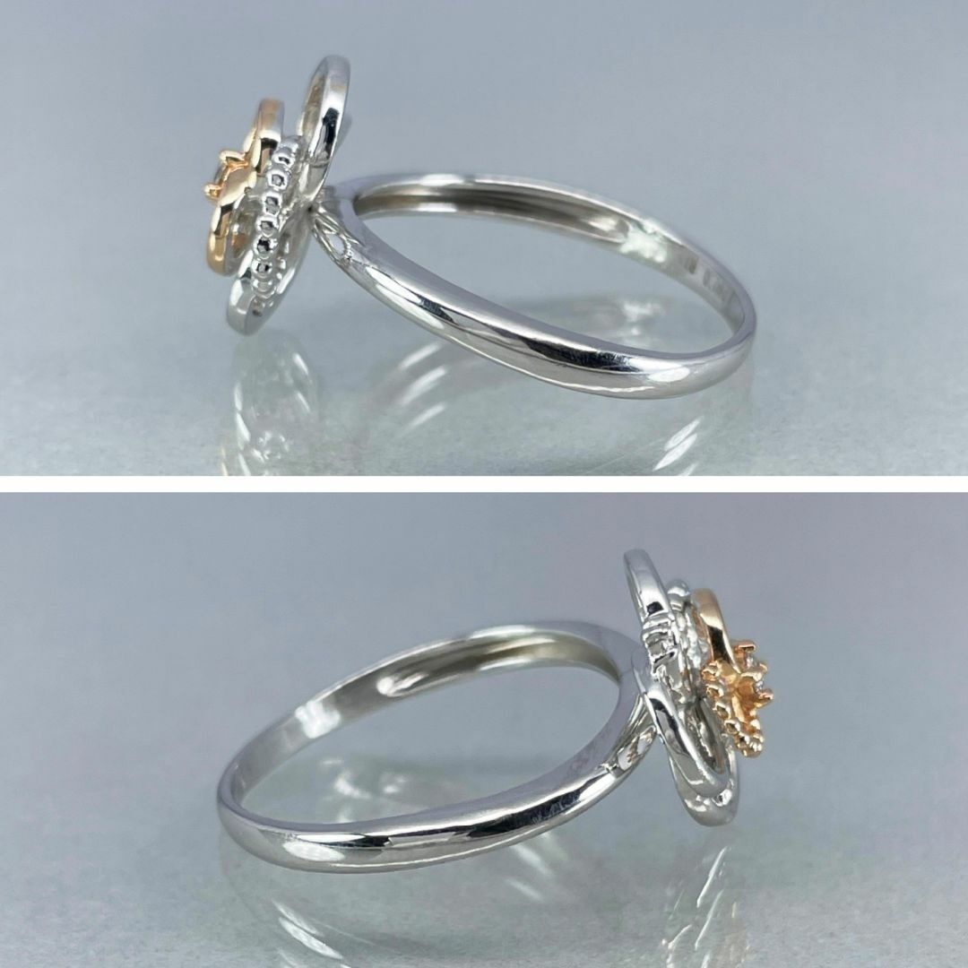 K18 K18PG 天然ダイヤモンド 0.06ct フラワー リング レディースのアクセサリー(リング(指輪))の商品写真