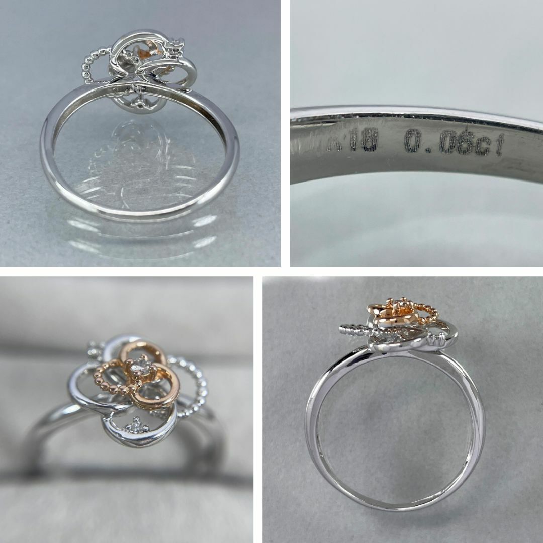K18 K18PG 天然ダイヤモンド 0.06ct フラワー リング レディースのアクセサリー(リング(指輪))の商品写真
