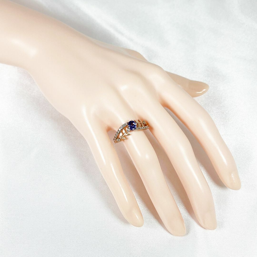 K18pg 天然タンザナイト 0.39ct 天然ダイヤモンド 0.21ct レディースのアクセサリー(リング(指輪))の商品写真