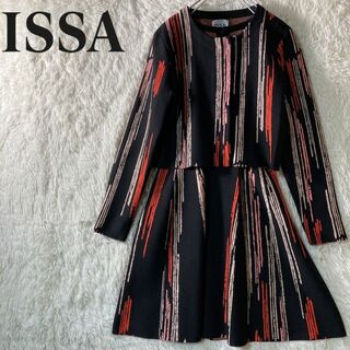 ISSA - 極美品 ISSA ニット セットアップ ジャケット ワンピース M ストレッチ