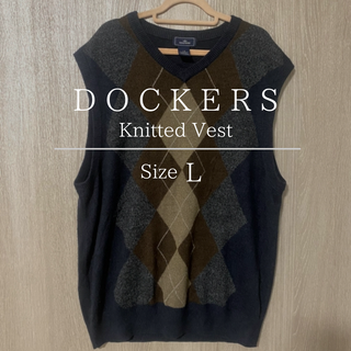 【超美品】ドッカーズ DOCKERS 古着 ニットベスト Vネック アーガイル柄(ベスト)