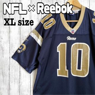 Reebok - NFL Reebok リーボック ラムズ ゲームシャツ vネック ネイビー 古着