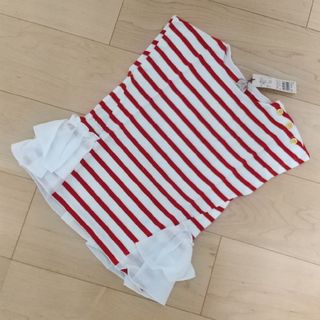 プティマイン(petit main)のpetit main☆裾フリル ノースリーブTシャツ 新品未使用タグ付(Tシャツ/カットソー)