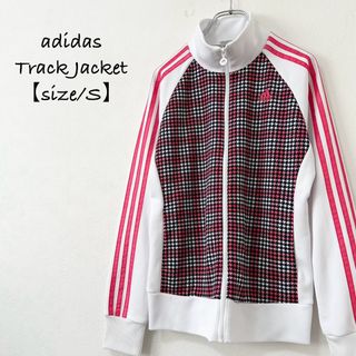 adidas - 美品★adidas/アディダス★ジャージ★チェック★ホワイト/白×ピンク★S