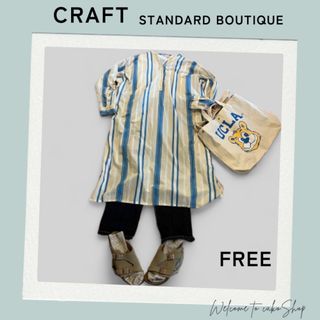 クラフトスタンダードブティック(CRAFT STANDARD BOUTIQUE)のクラフトスタンダードブティック　ストライプサックス　バンドカラーシャツワンピース(ロングワンピース/マキシワンピース)