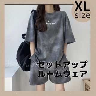 ルームウェア Tシャツ ハーフパンツ 半袖 上下セット セットアップ XL(ルームウェア)