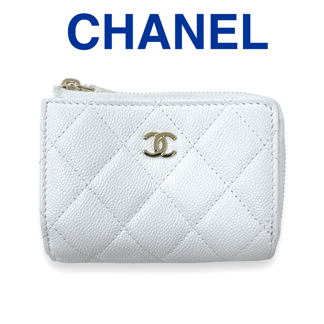 CHANEL(シャネル)のシャネル 3つ折り財布 AP3177 タイムレスクラシック キャビアスキン 白 レディースのファッション小物(財布)の商品写真