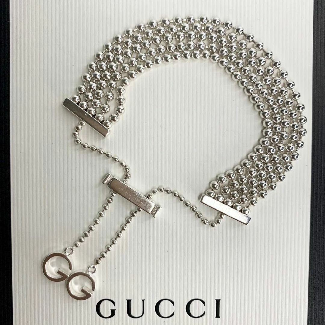 Gucci(グッチ)のグッチ 新品仕上げ GGロゴ ボールチェーン 10連 ブレスレット サイズ調節可 レディースのアクセサリー(ブレスレット/バングル)の商品写真