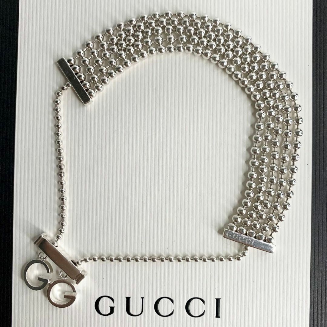 Gucci(グッチ)のグッチ 新品仕上げ GGロゴ ボールチェーン 10連 ブレスレット サイズ調節可 レディースのアクセサリー(ブレスレット/バングル)の商品写真