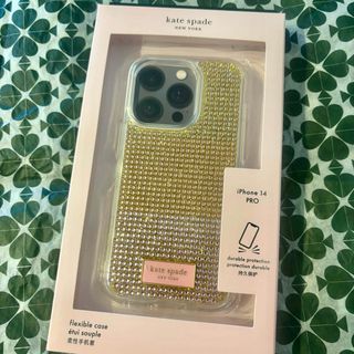 アイフォーン(iPhone)のkatespade iPhone14Proケース ローズゴールド ラインストーン(iPhoneケース)