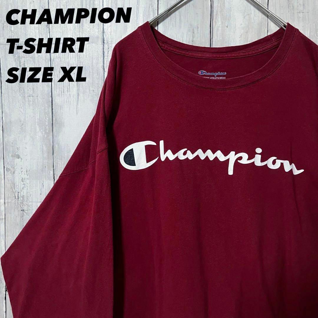 Champion(チャンピオン)のアメリカ古着　チャンピオン　長袖ビッグロゴプリントTシャツ　サイズXL ゆるだぼ メンズのトップス(Tシャツ/カットソー(半袖/袖なし))の商品写真