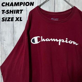 チャンピオン(Champion)のアメリカ古着　チャンピオン　長袖ビッグロゴプリントTシャツ　サイズXL ゆるだぼ(Tシャツ/カットソー(半袖/袖なし))