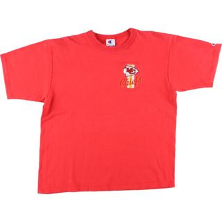 チャンピオン(Champion)の古着 90年代 チャンピオン Champion NFL KANSAS CITY CHIEFS カンザスシティチーフス プリントTシャツ メンズL ヴィンテージ /eaa425353(Tシャツ/カットソー(半袖/袖なし))